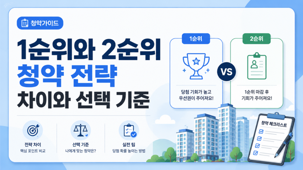 1순위와 2순위 청약 전략 차이와 선택 기준