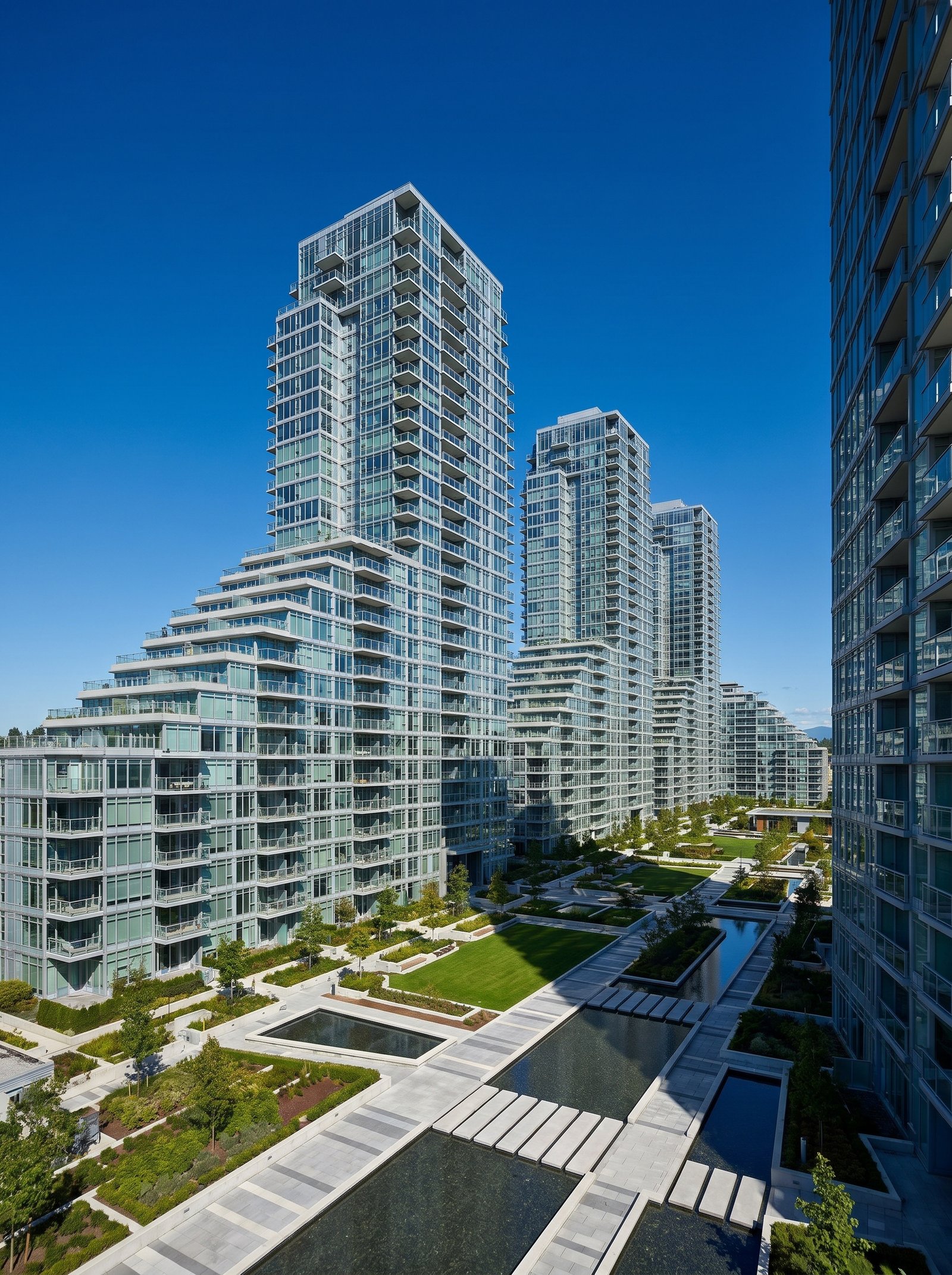 a modern high rise apartment complex