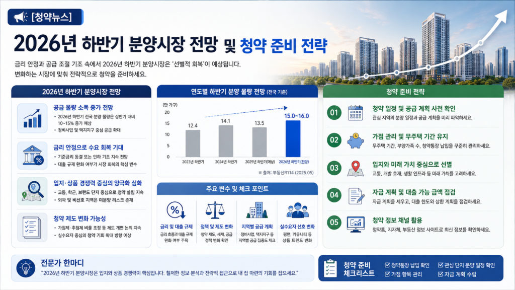 [청약뉴스] 2026년 하반기 분양시장 전망 및 청약 준비 전략