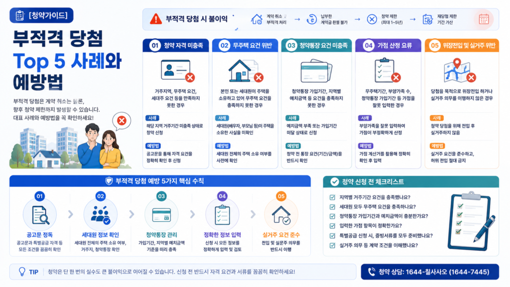 [청약가이드] 부적격 당첨 Top 5 사례와 예방법