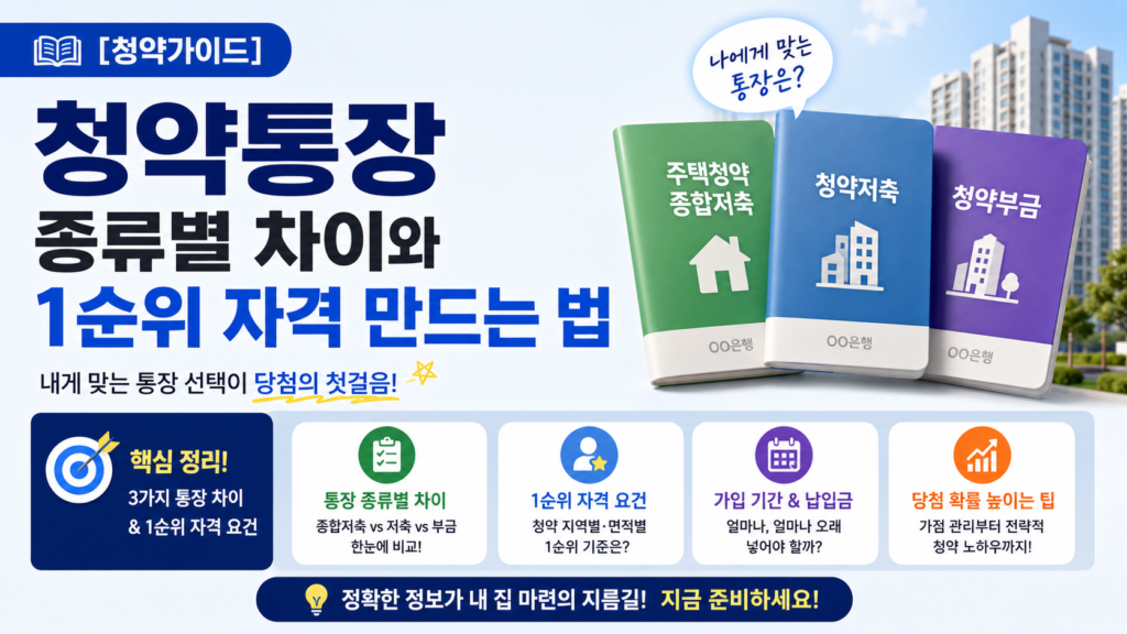청약통장 종류별 차이와 1순위 자격 만드는 법