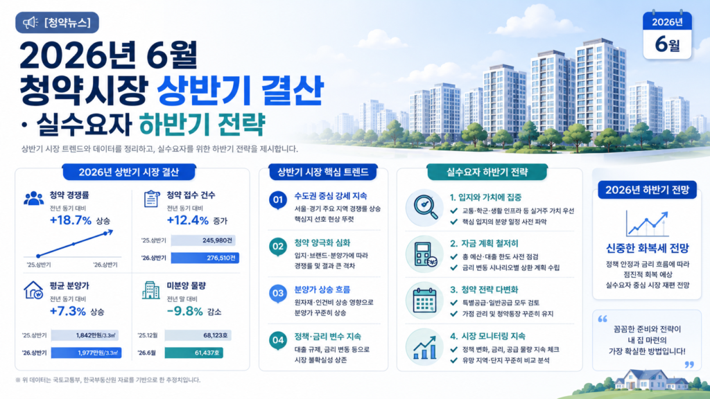 [청약뉴스] 2026년 6월 청약시장 상반기 결산·실수요자 하반기 전략