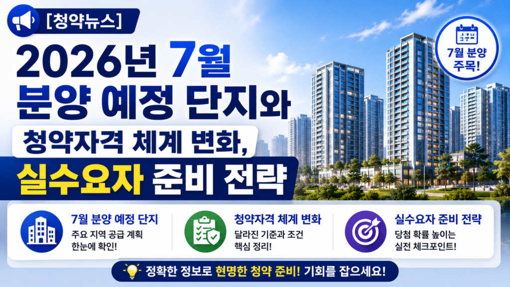 2026년 7월 분양 예정 단지와 청약자격 체계 변화
