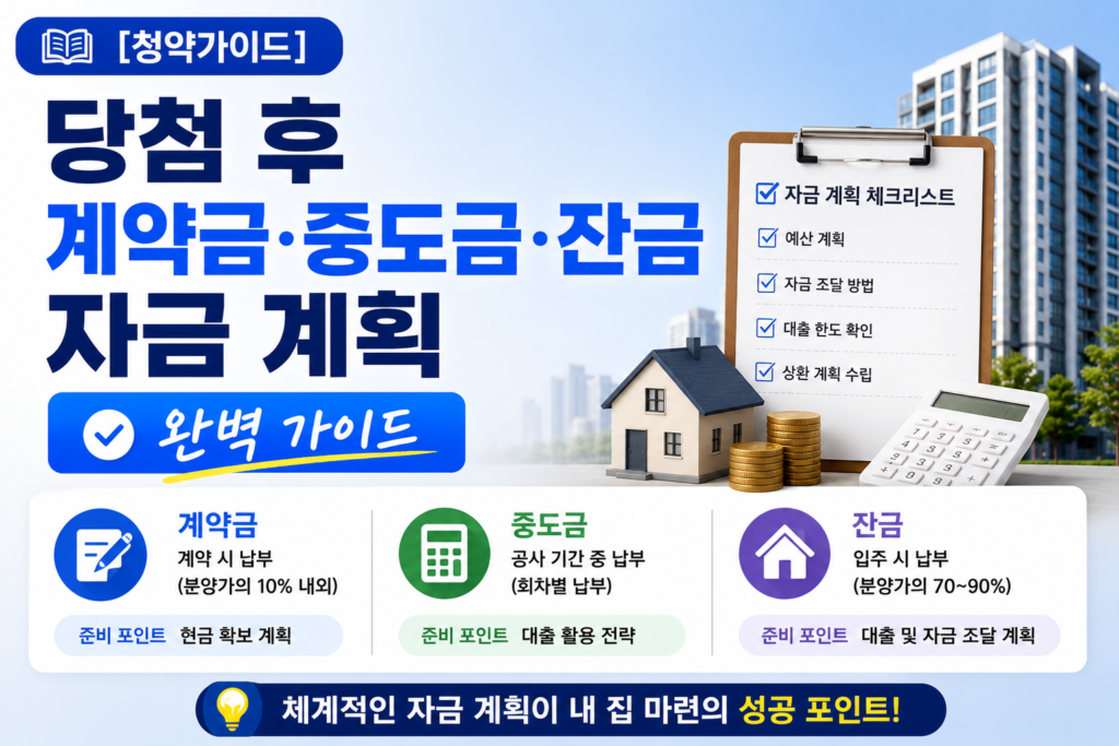 당첨 후 계약금·중도금·잔금 자금 계획 완벽 가이드